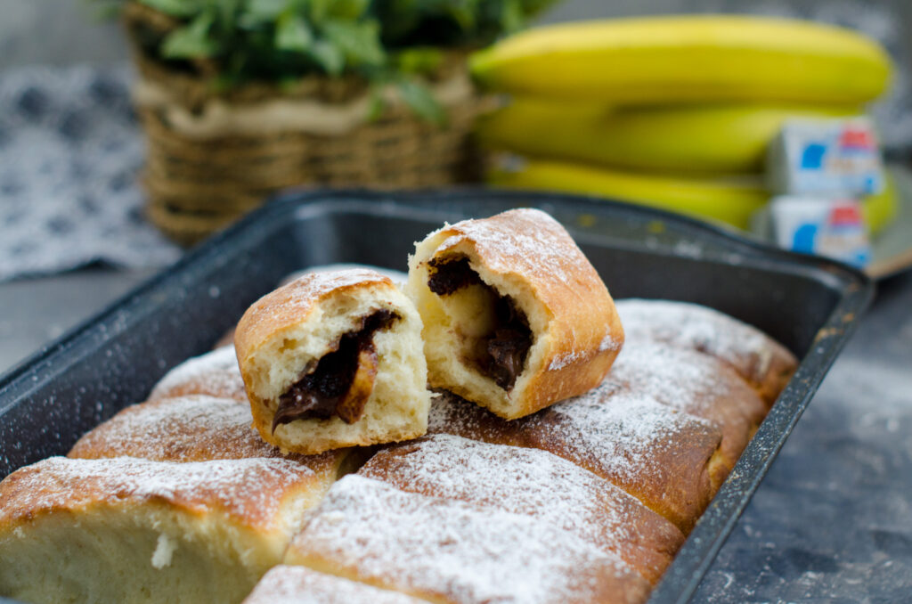 Pečené buchty banány v čokoláde